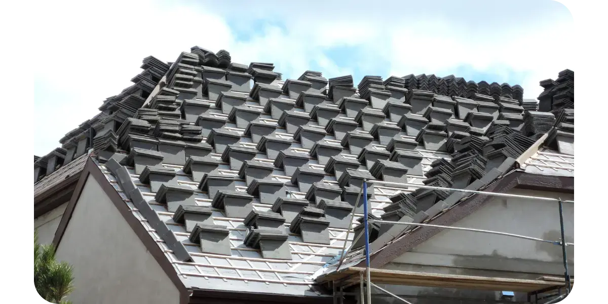 Close-up of a roof highlighting the texture and design of the roofing material.